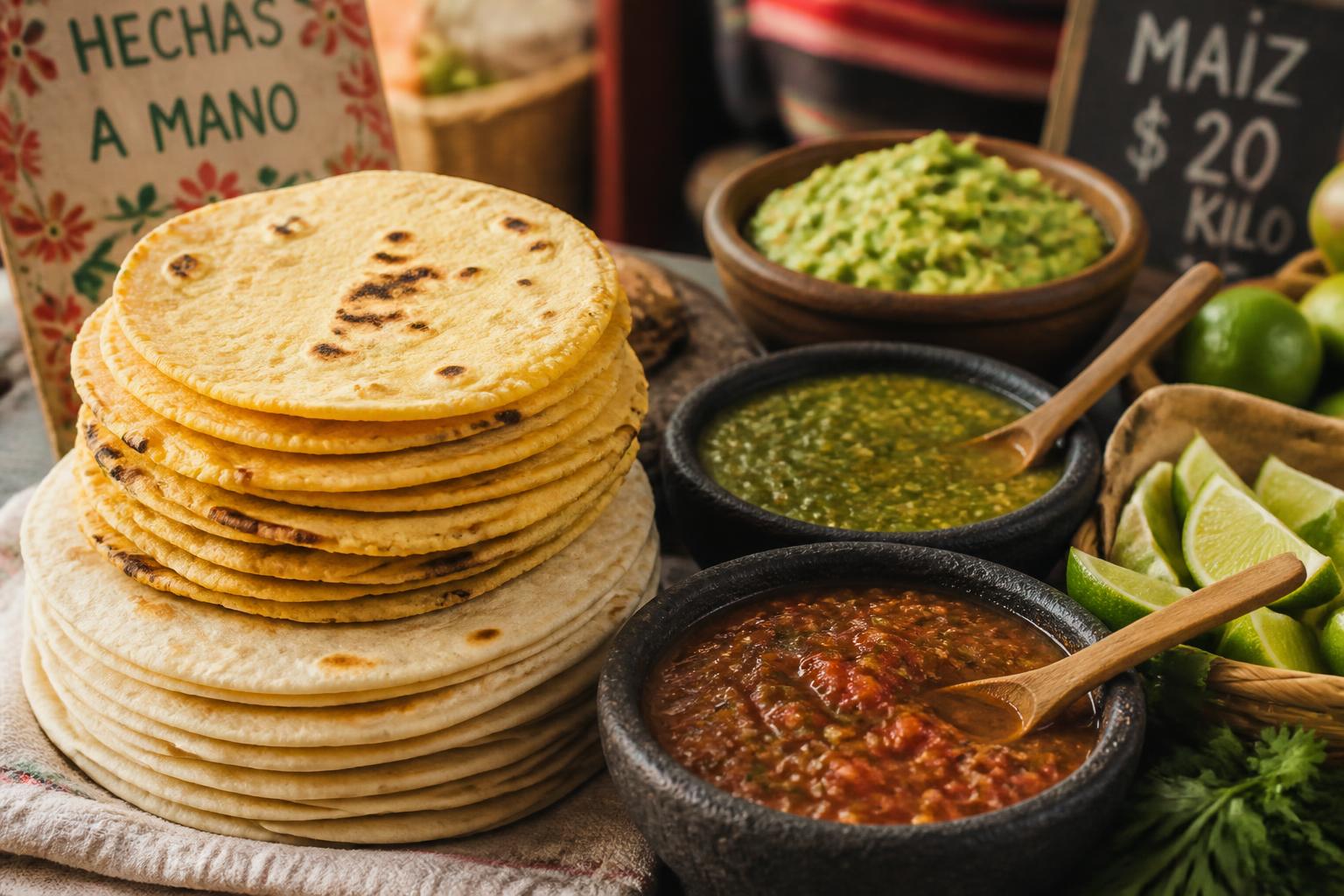 Handmade tortillas and fresh salsa